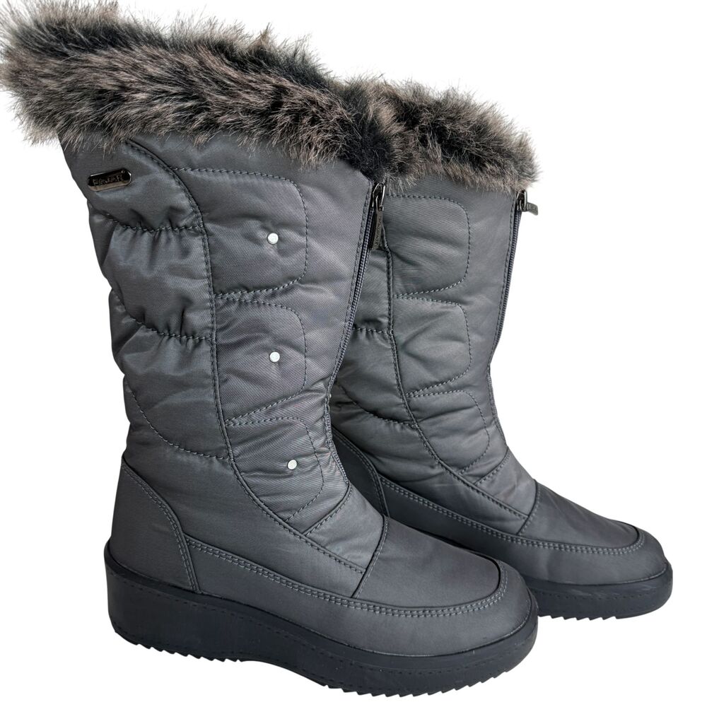Pajar Canada Women’s Ice- Gripper Snow Front Zip Grey Boot Size EU 38 US 7 - 7.5